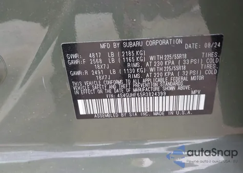 2024 Subaru Crosstrek Sport from USA, damaged, VIN 4S4GUHF65R3824399